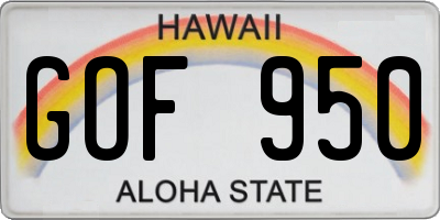 HI license plate GOF950