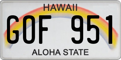 HI license plate GOF951