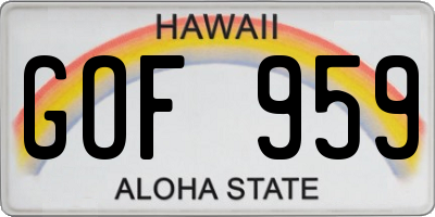 HI license plate GOF959