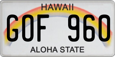 HI license plate GOF960