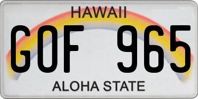 HI license plate GOF965