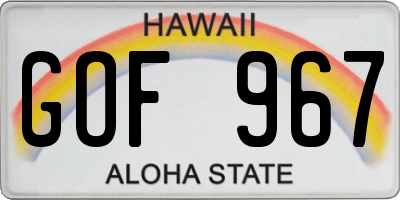 HI license plate GOF967