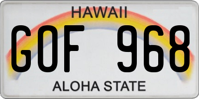 HI license plate GOF968