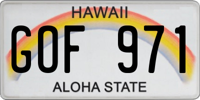 HI license plate GOF971