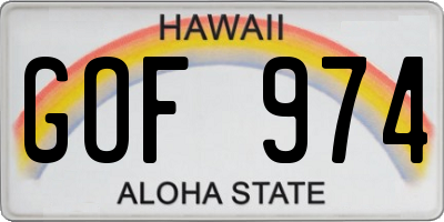 HI license plate GOF974