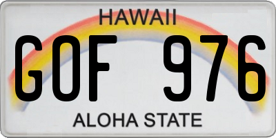 HI license plate GOF976