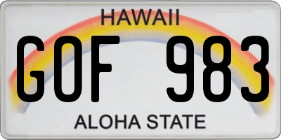 HI license plate GOF983