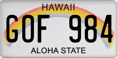 HI license plate GOF984