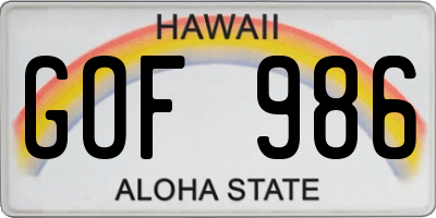 HI license plate GOF986
