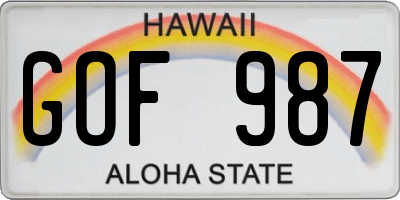HI license plate GOF987