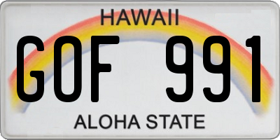 HI license plate GOF991