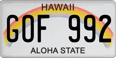 HI license plate GOF992