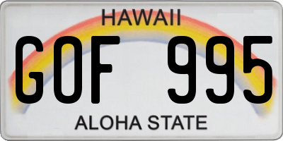 HI license plate GOF995