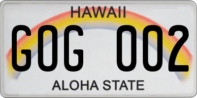 HI license plate GOG002