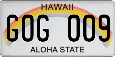 HI license plate GOG009