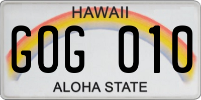 HI license plate GOG010