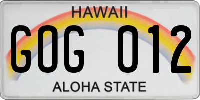 HI license plate GOG012
