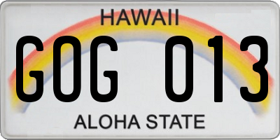 HI license plate GOG013