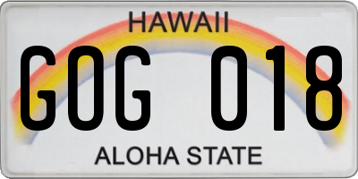 HI license plate GOG018