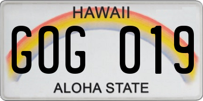 HI license plate GOG019