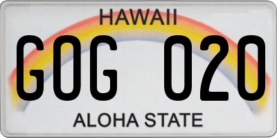 HI license plate GOG020