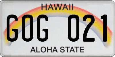 HI license plate GOG021