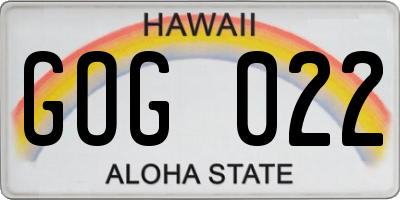 HI license plate GOG022