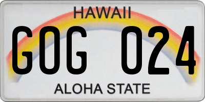 HI license plate GOG024
