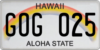 HI license plate GOG025