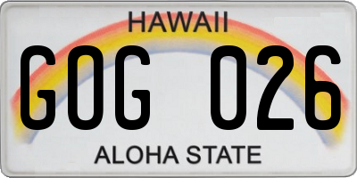 HI license plate GOG026