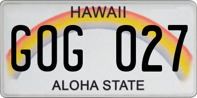 HI license plate GOG027