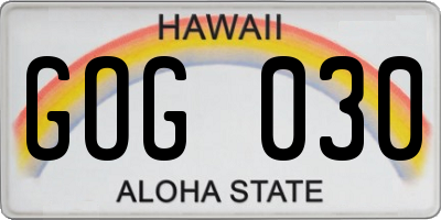 HI license plate GOG030