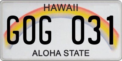 HI license plate GOG031