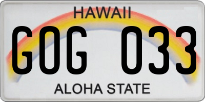 HI license plate GOG033