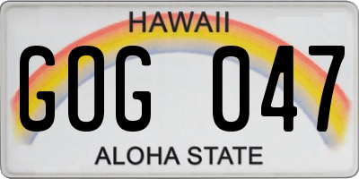 HI license plate GOG047