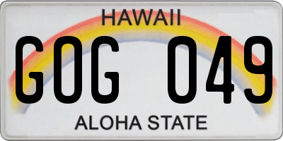 HI license plate GOG049