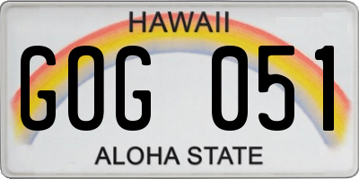 HI license plate GOG051