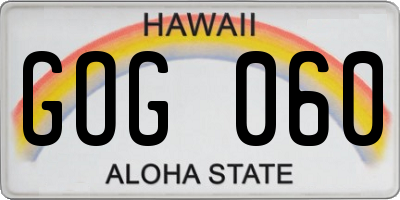 HI license plate GOG060