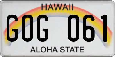 HI license plate GOG061