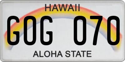 HI license plate GOG070