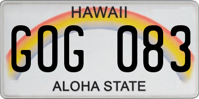 HI license plate GOG083