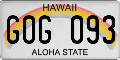 HI license plate GOG093