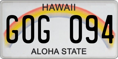 HI license plate GOG094