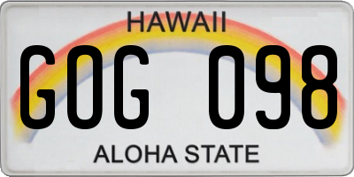 HI license plate GOG098