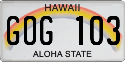 HI license plate GOG103