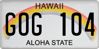 HI license plate GOG104
