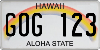 HI license plate GOG123