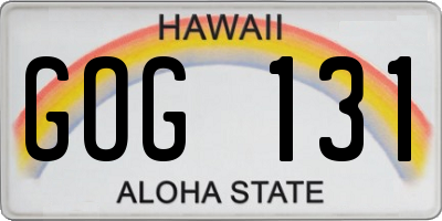 HI license plate GOG131