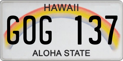 HI license plate GOG137
