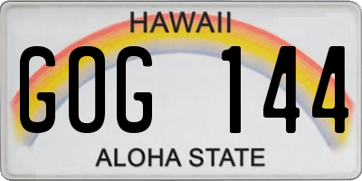 HI license plate GOG144